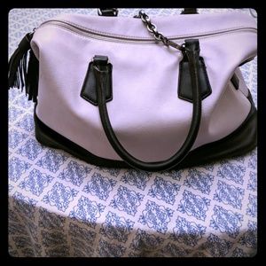 Neiman Marcus cream and black handbag